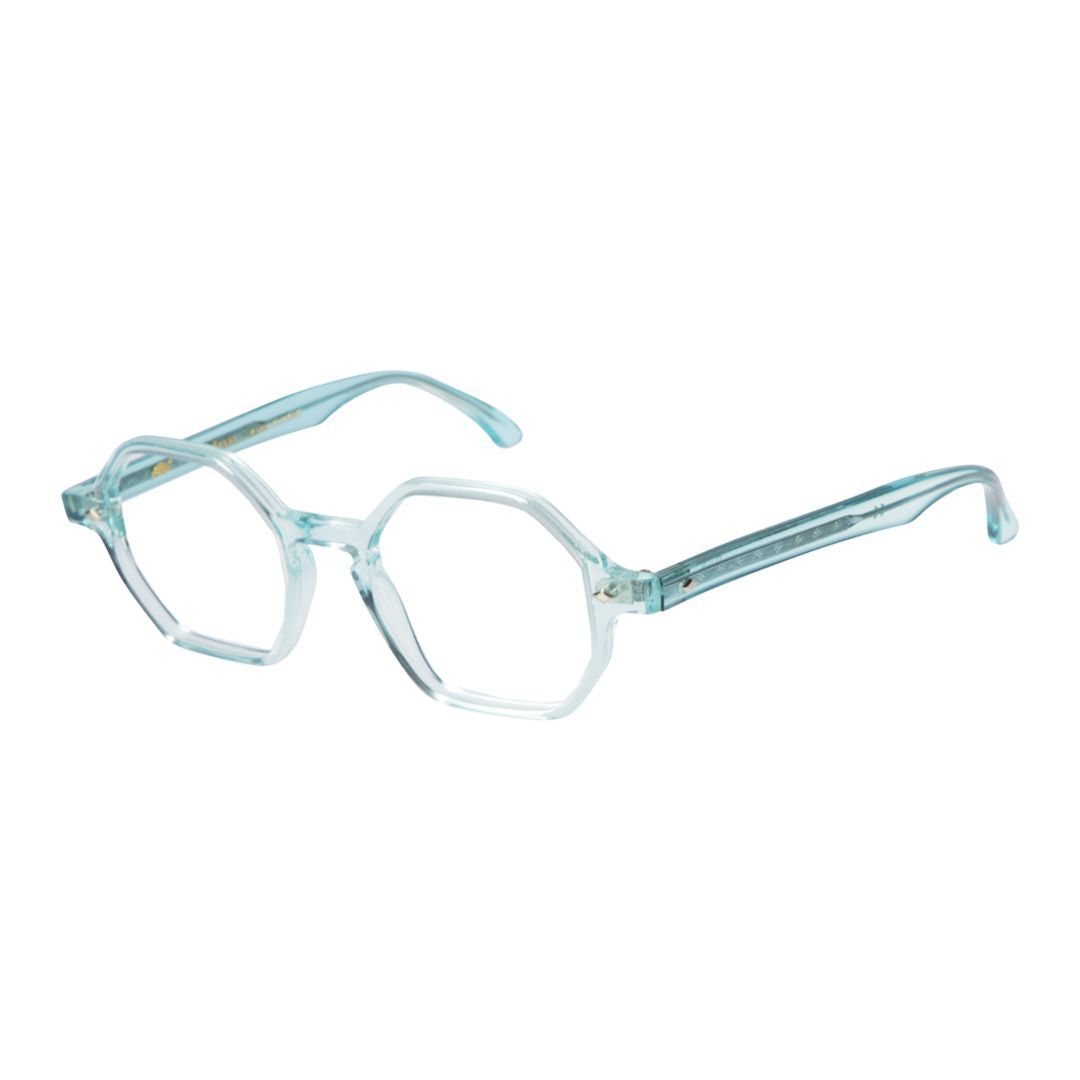 Octagon Translucent Light Blue Octagonal Eyeglasses