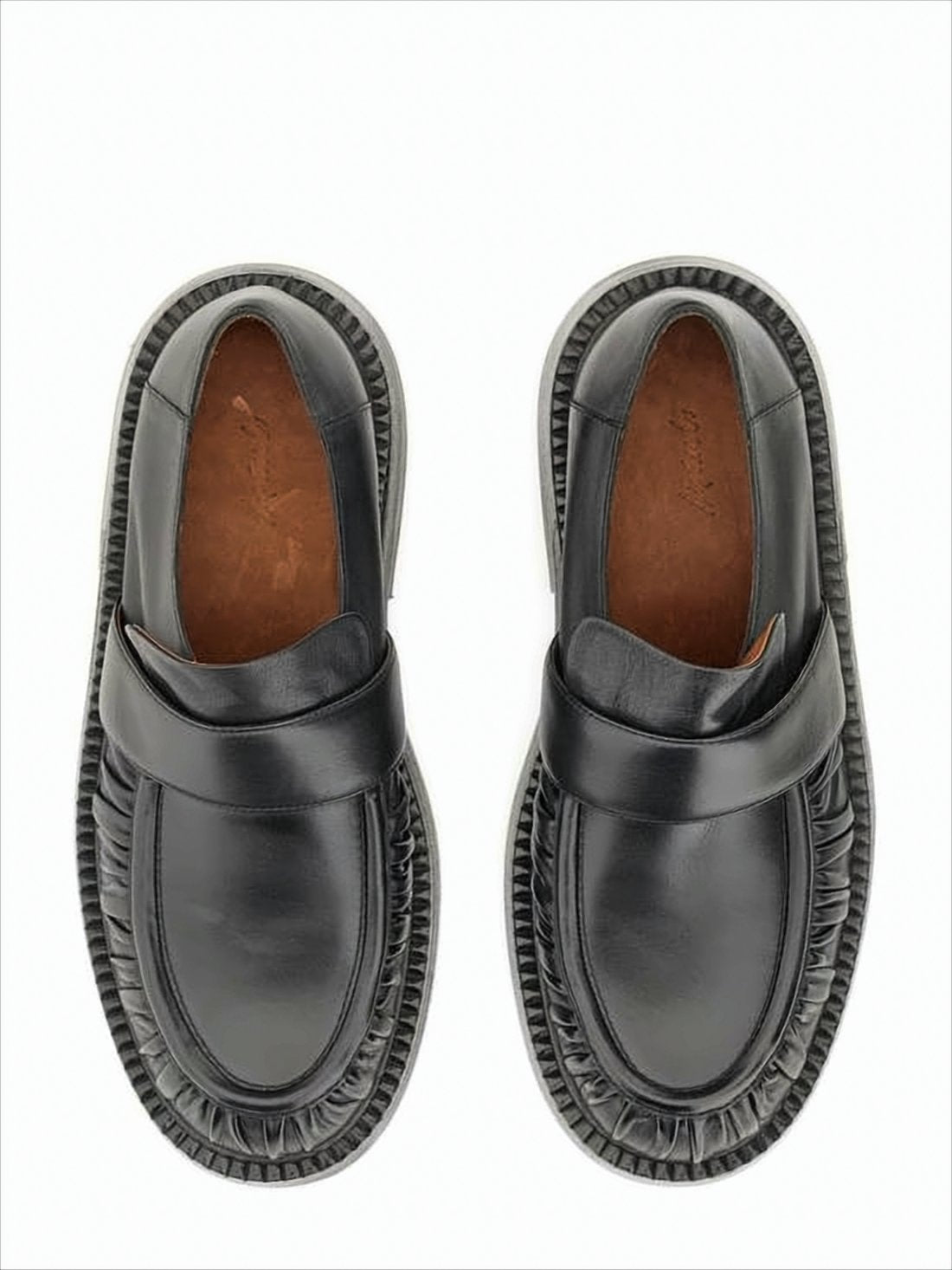 Ruched Leather Loafers with Classic Slip-On Design