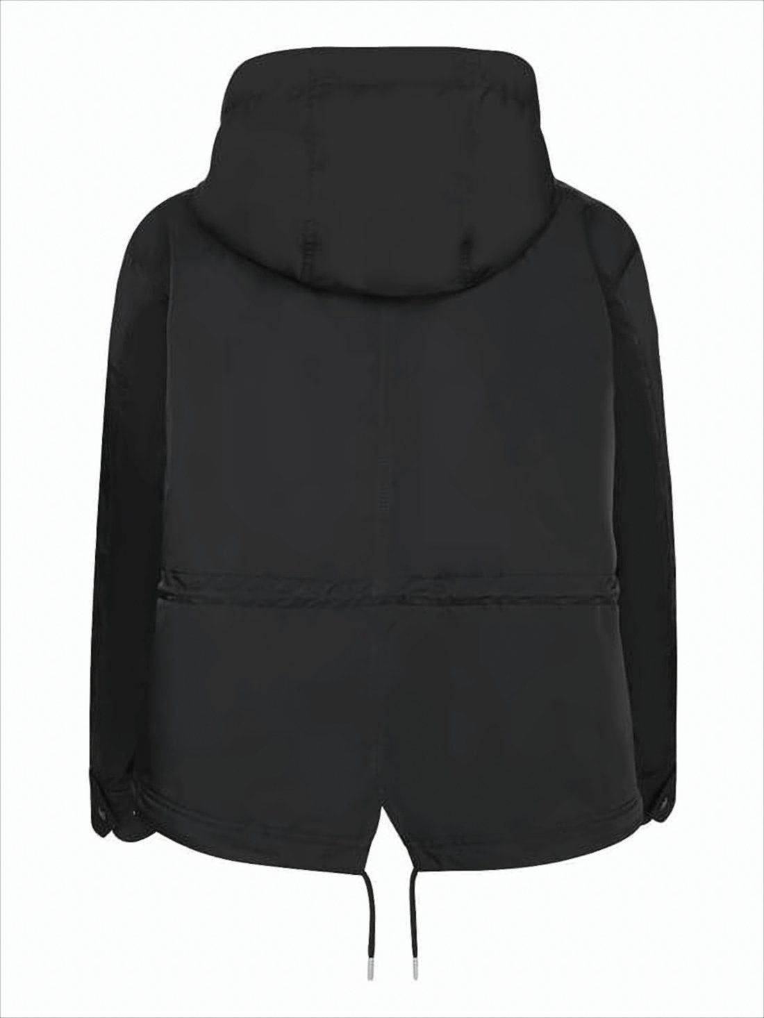Matte Black Hooded Parka With Customizable Fit