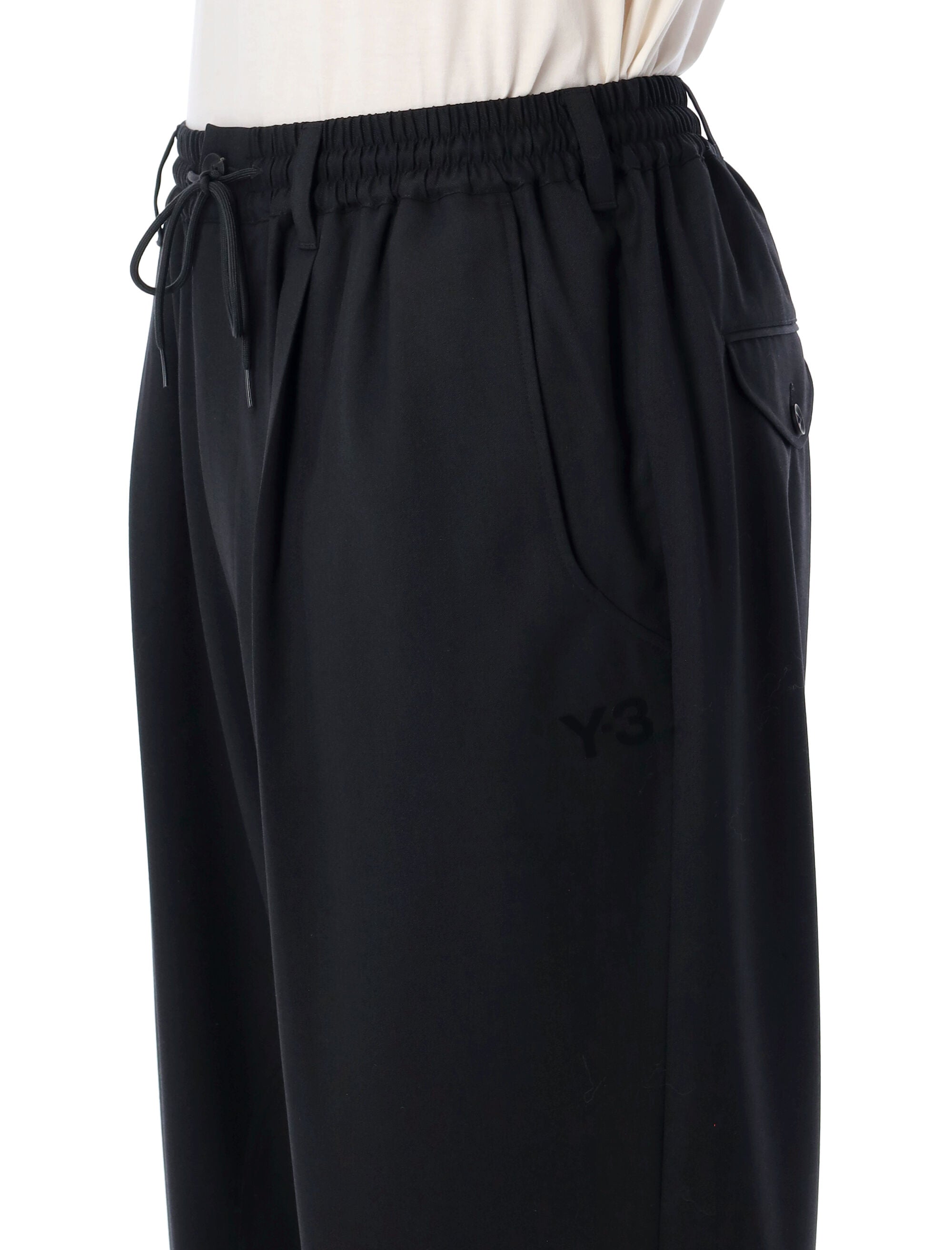 Wide-Leg Wool Blend Joggers with Elastic Waistband