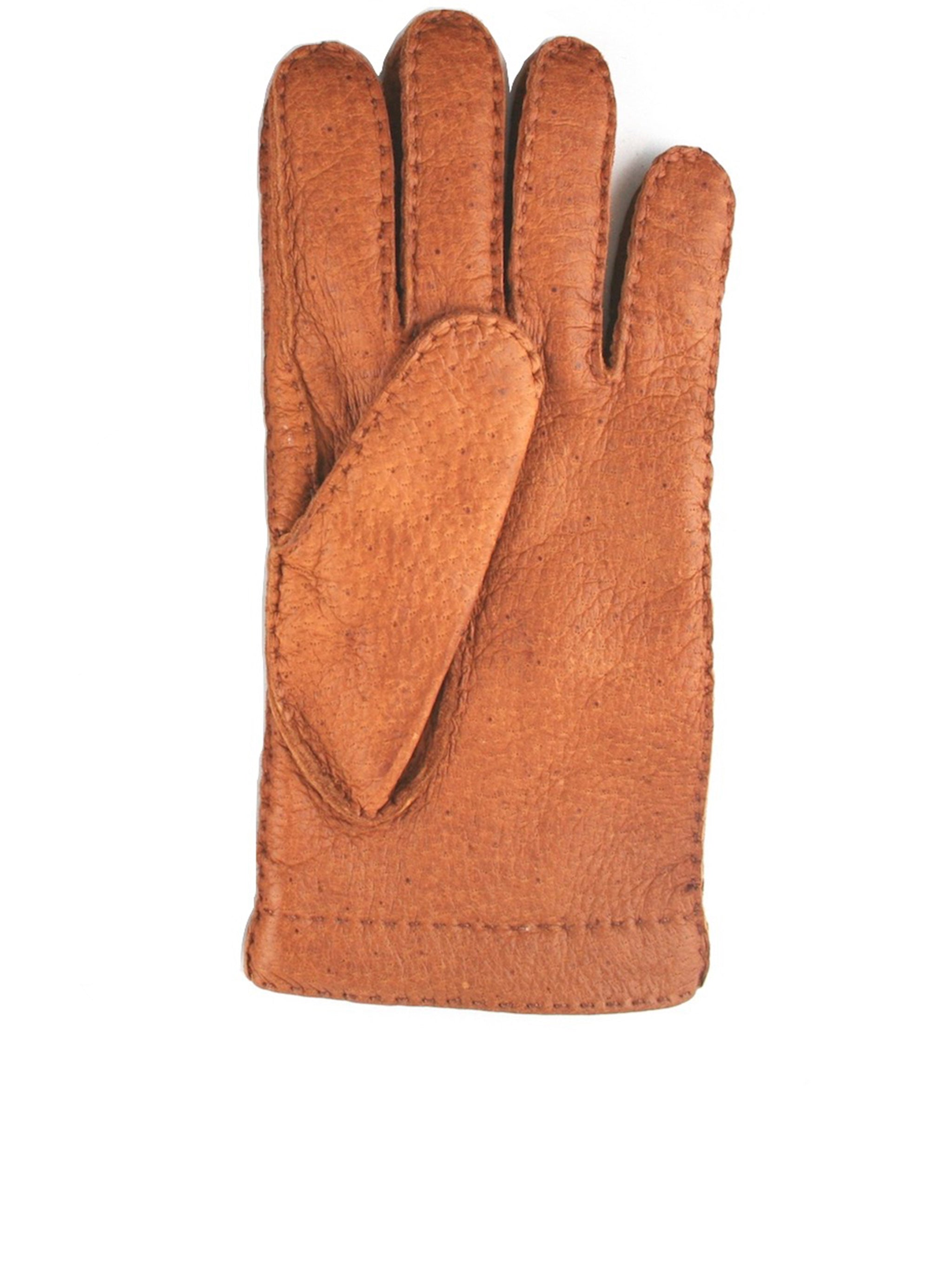 Brown Peccary Cash Textured Gloves