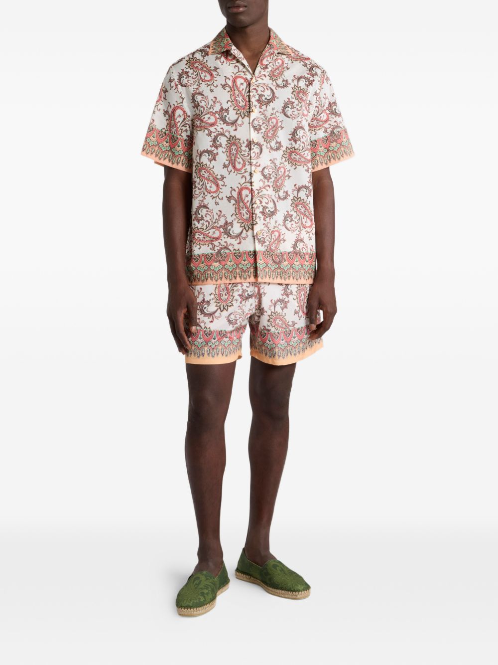 Paisley Floral Print Shorts With Adjustable Waistband