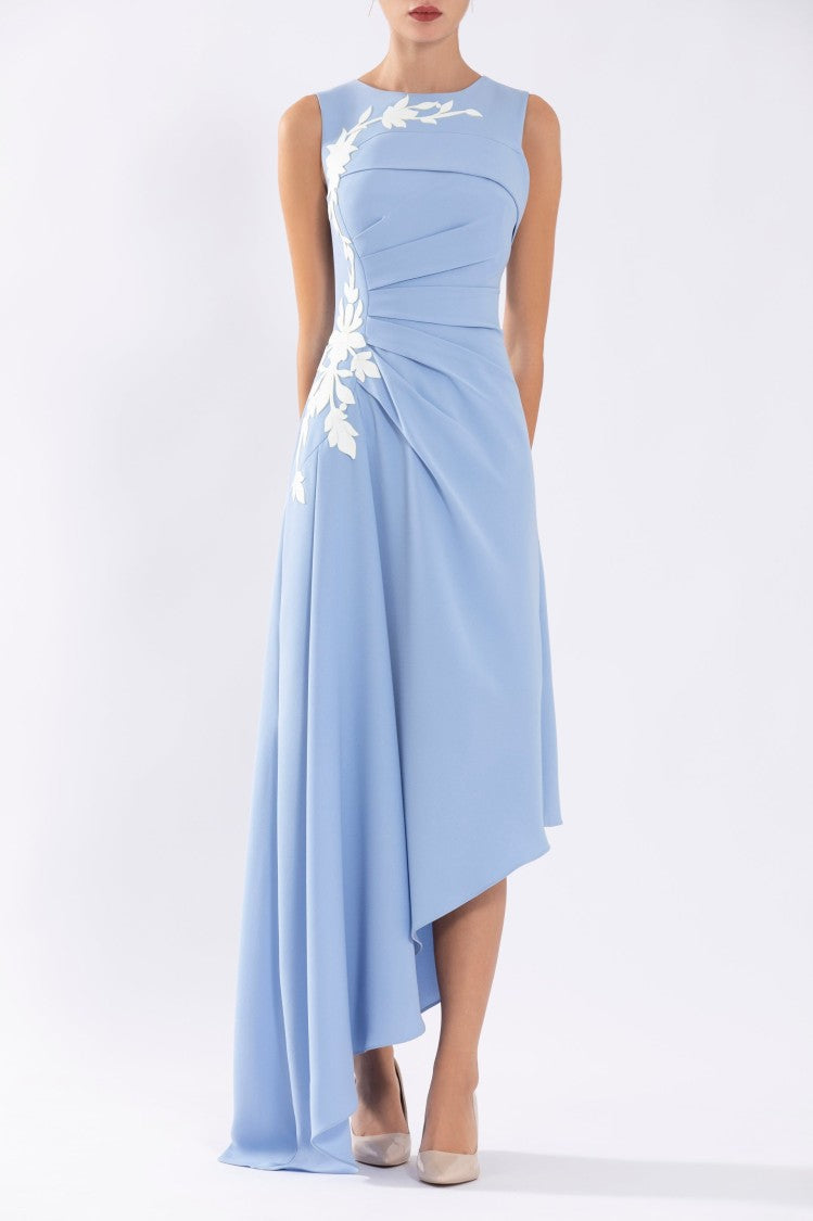 Crepe, High-Low Dress With Matching Embroidery