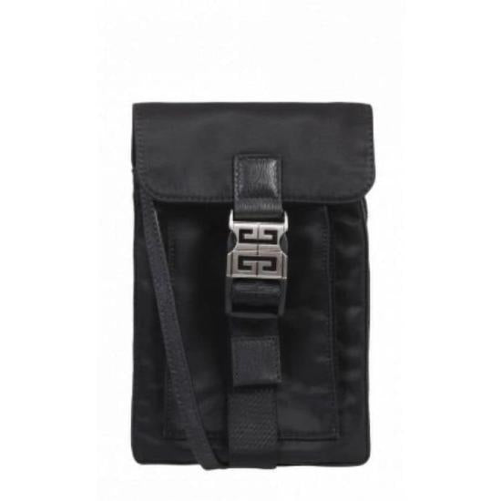 Rectangular Black Crossbody Bag with Metallic Buckle Closure