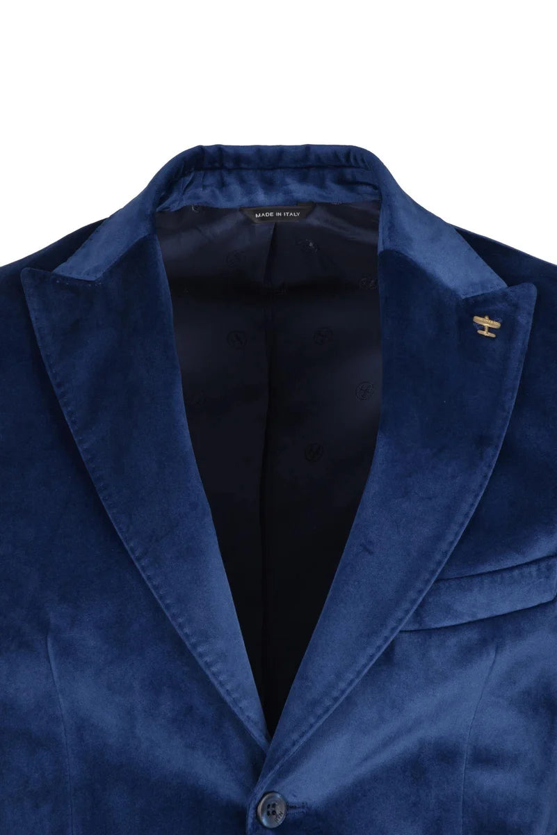 Velvet Double-Breasted Jacket - Blue