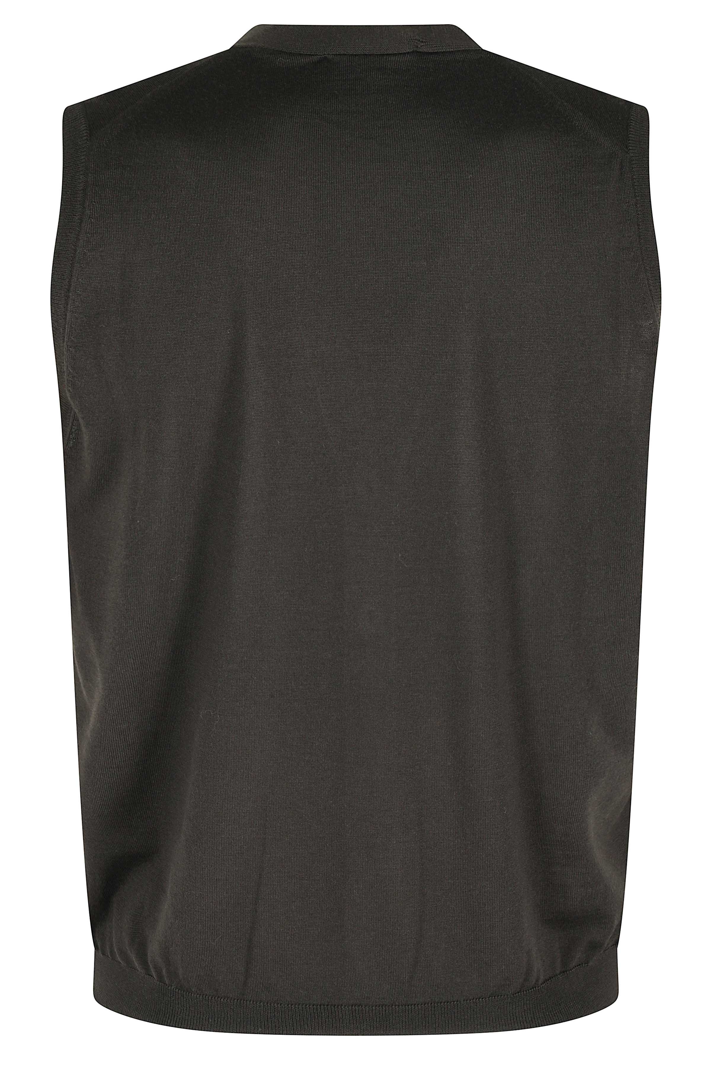 Deep V-Neck Wool Gilet with Button Closure