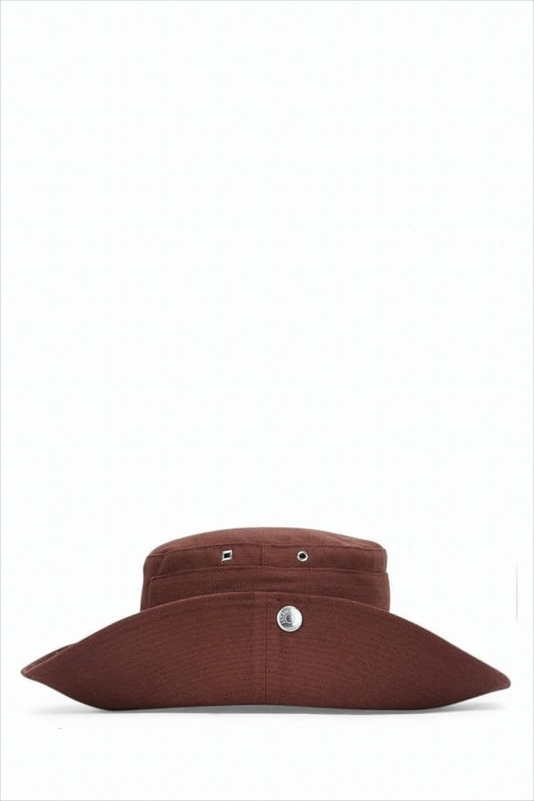 Structured Bucket Hat With Deep Brown Tone And Embroidered Branding
