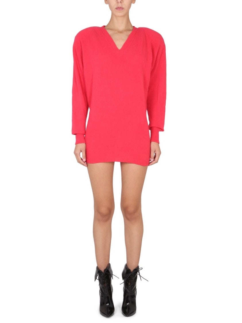 Structured V-Neck Mini Dress