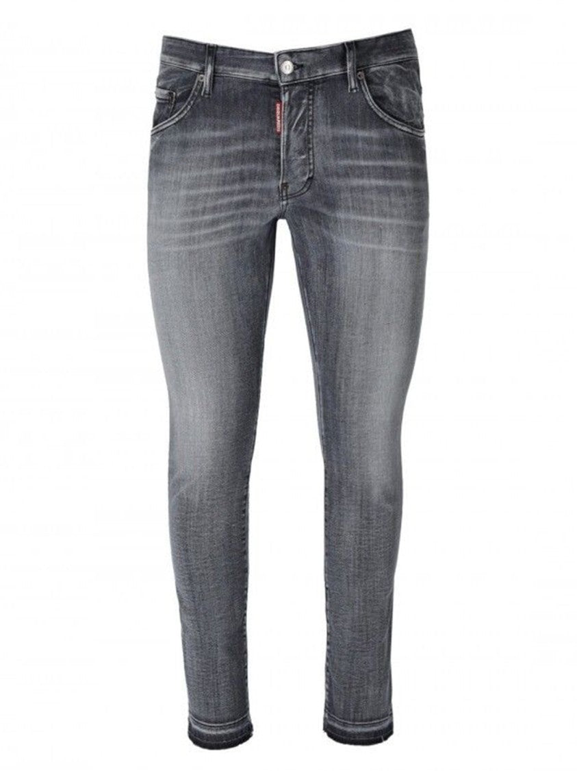 Grey Faded Cotton Blend Jeans