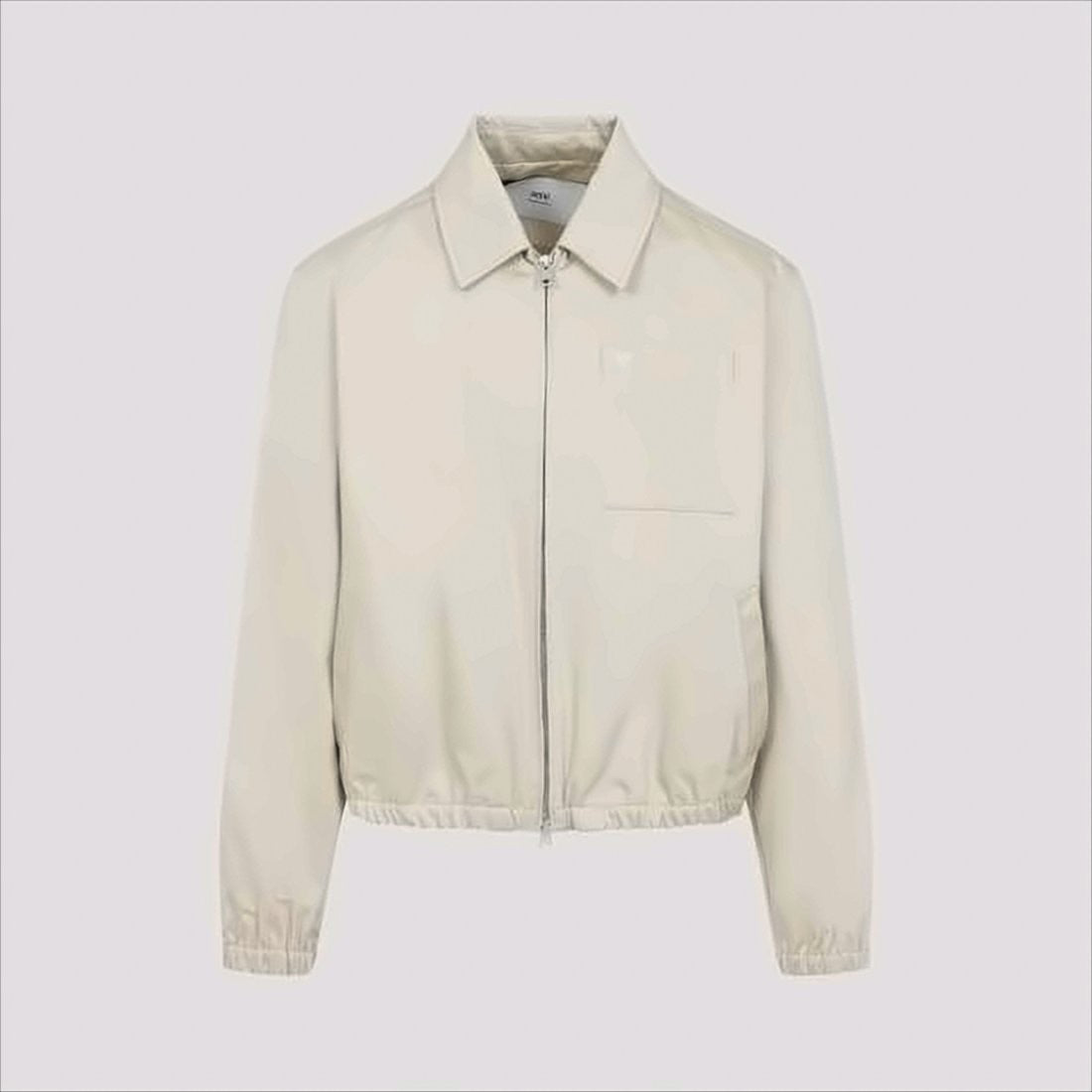 Minimalist Cotton Bomber Jacket with Embroidered Chest Pocket