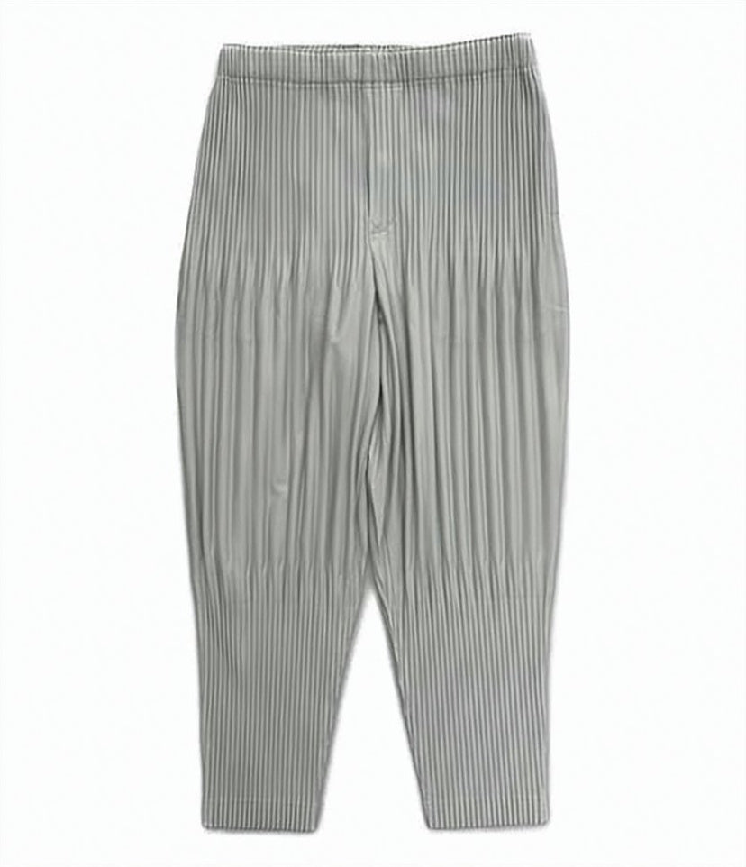 Pleated Grey Tapered-Fit Jogger Pants