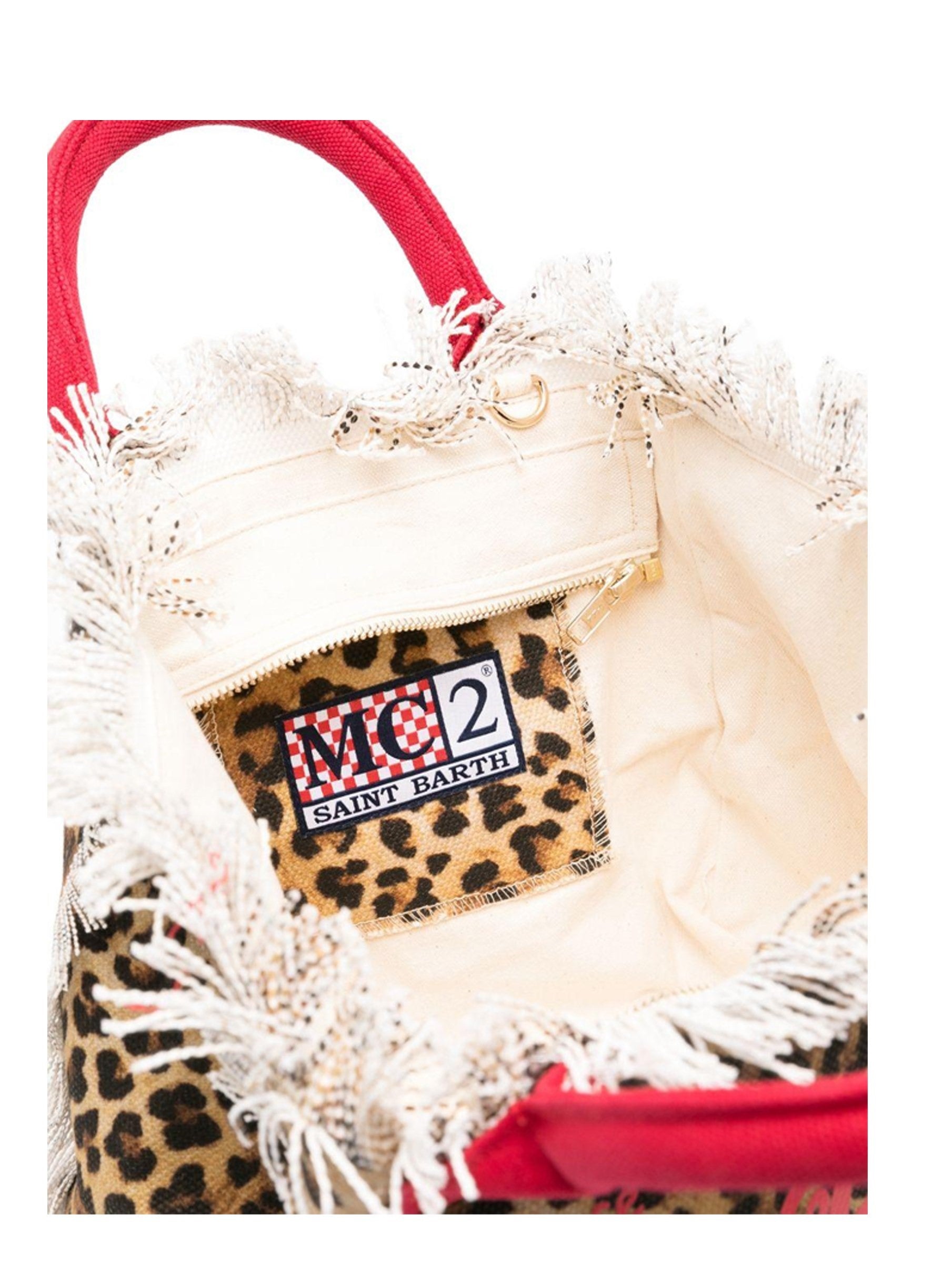 Leopard Print Tote Bag with Fringed Edges