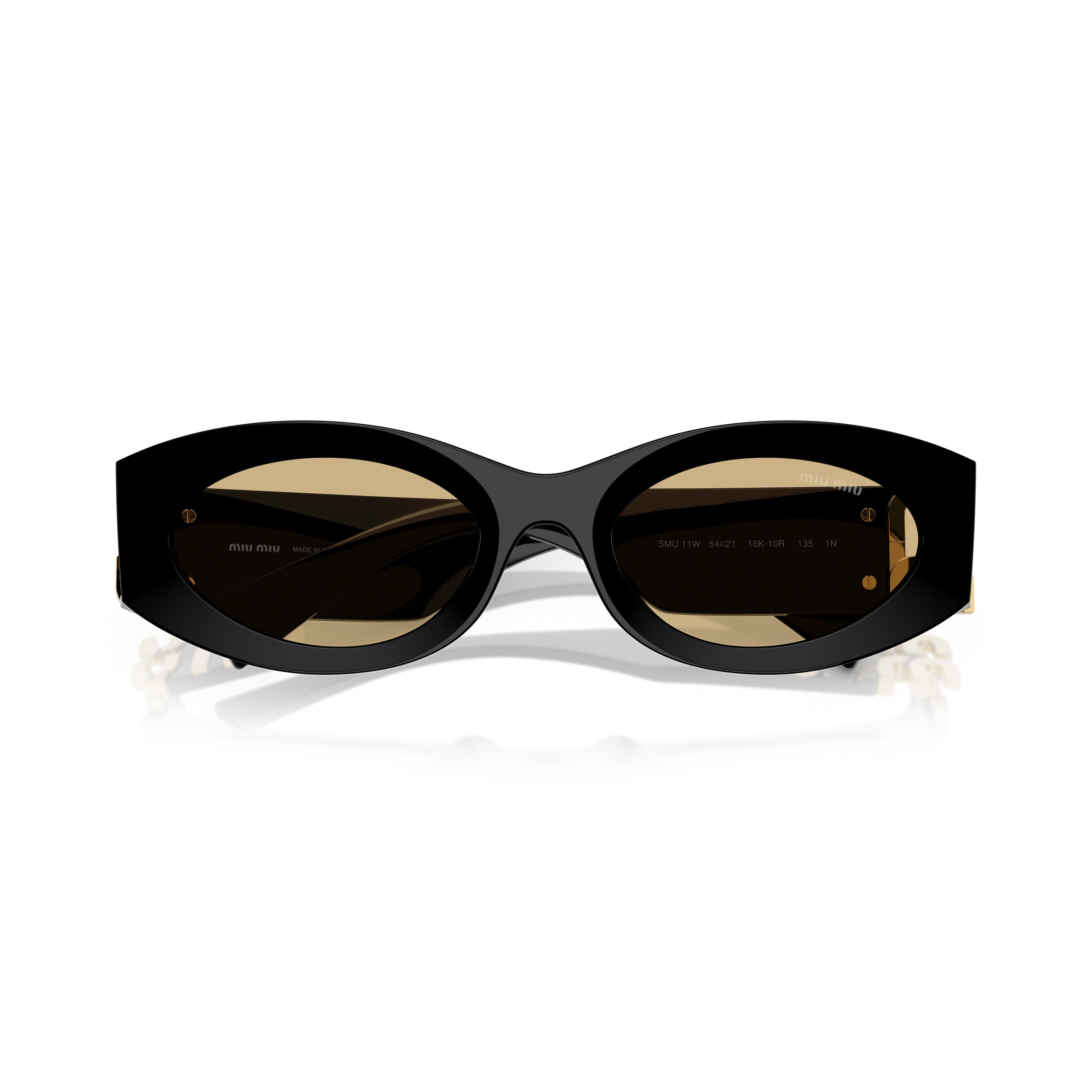0mu 11ws Glossy Black Acetate Oval Sunglasses