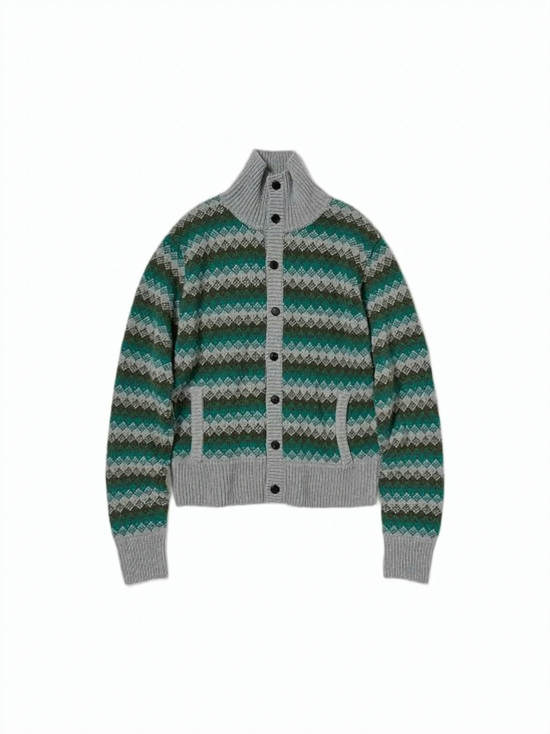 Geometric Diamond Patterned Cashmere Cardigan