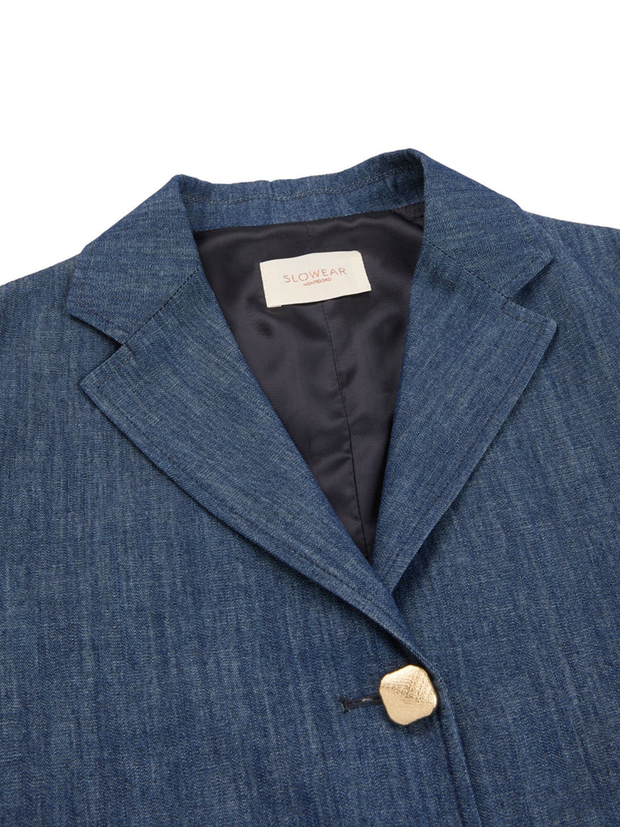 Black Cropped Denim Jacket With Notched Lapels