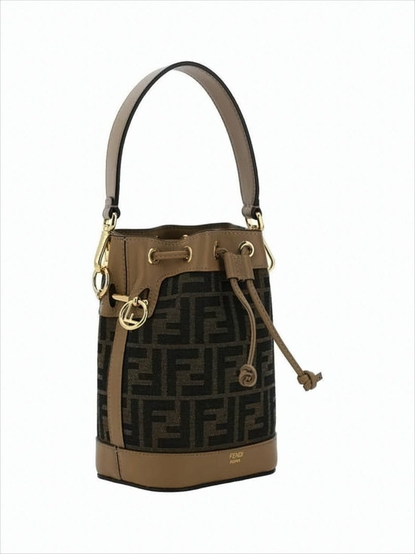 Bucket-Style Monogram Shoulder Bag with Drawstring Closure