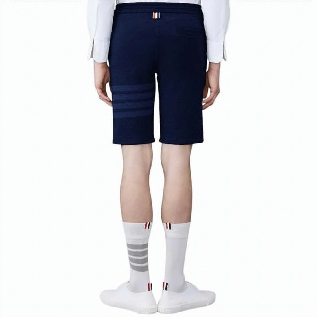 Minimalist Blue Cotton Training Shorts With Drawstring Waistband