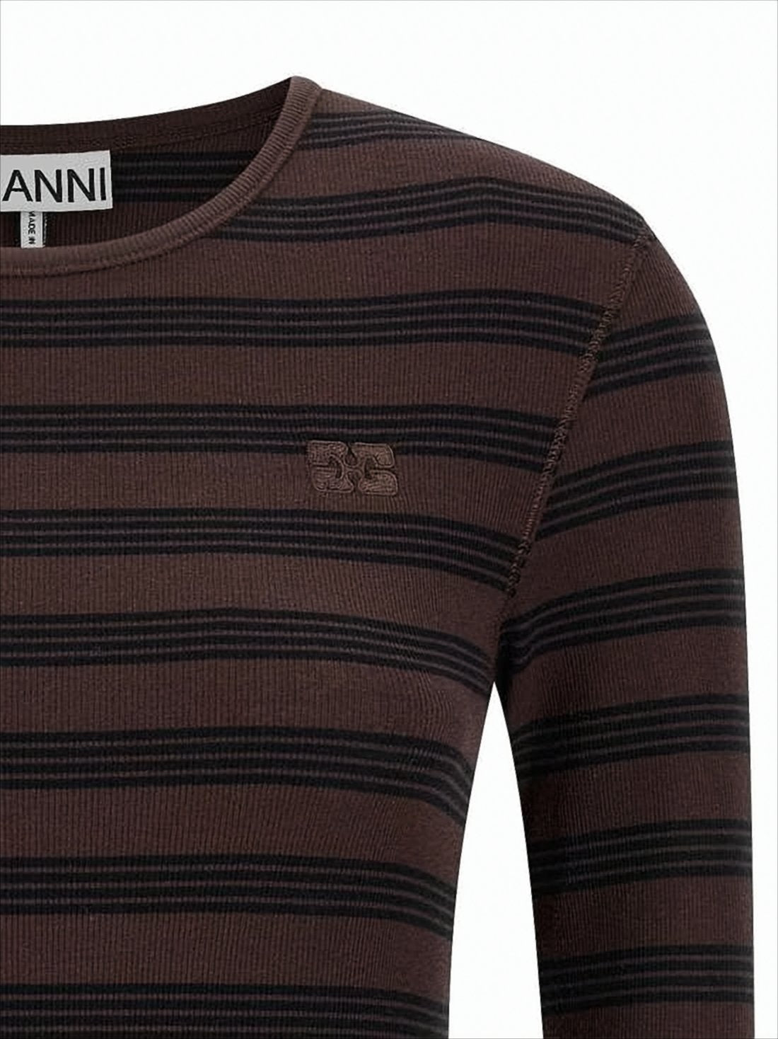 Fitted Long Sleeve Top with Horizontal Stripes