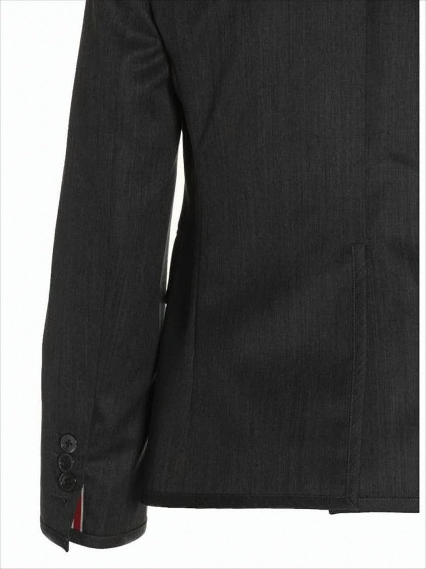 Tailored Grey Wool Jacket with Notched Lapels and Elegant Lining