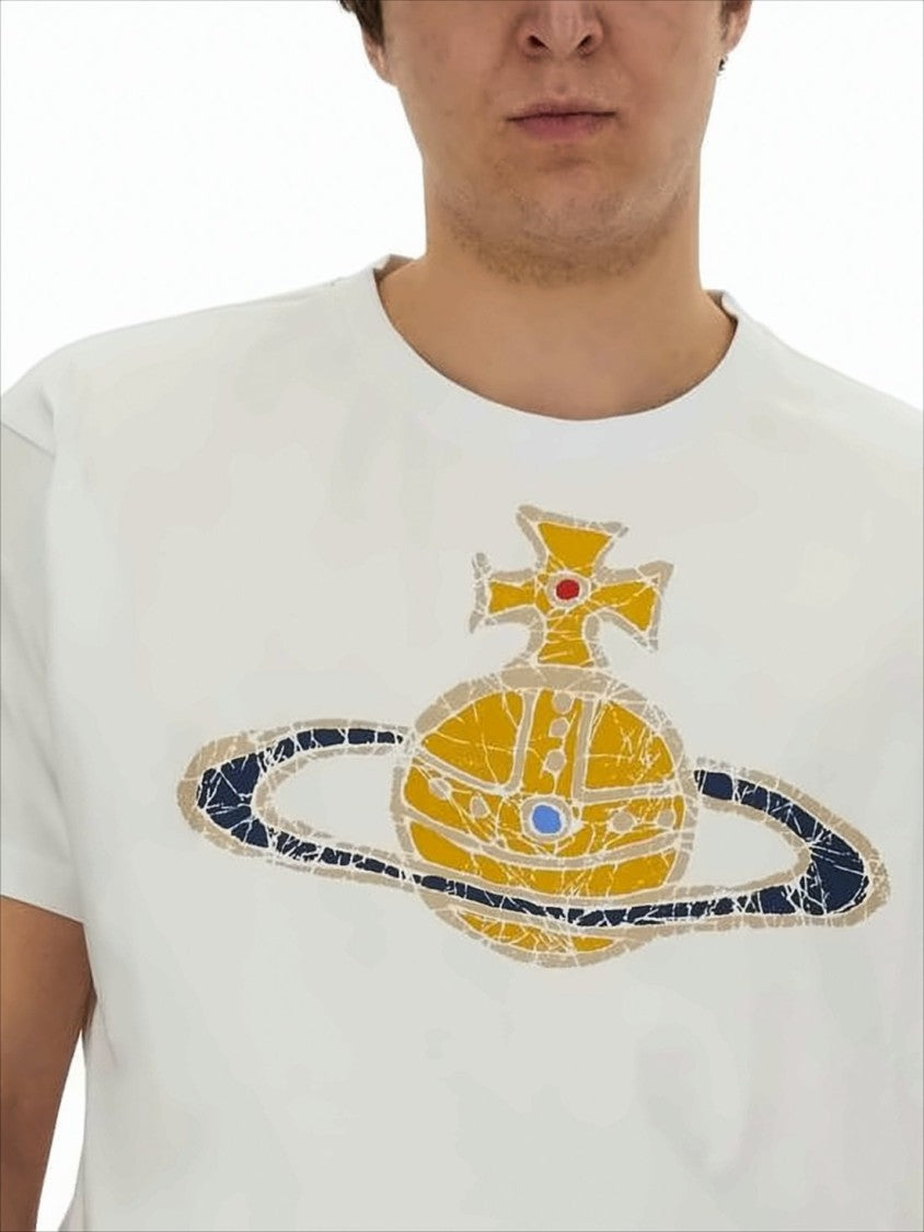 Graphic Print Short-Sleeved T-Shirt with Orb Design