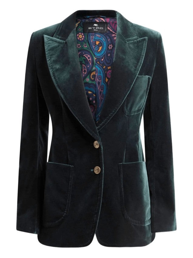 Single-Breasted Stretch Cotton Velvet Jacket