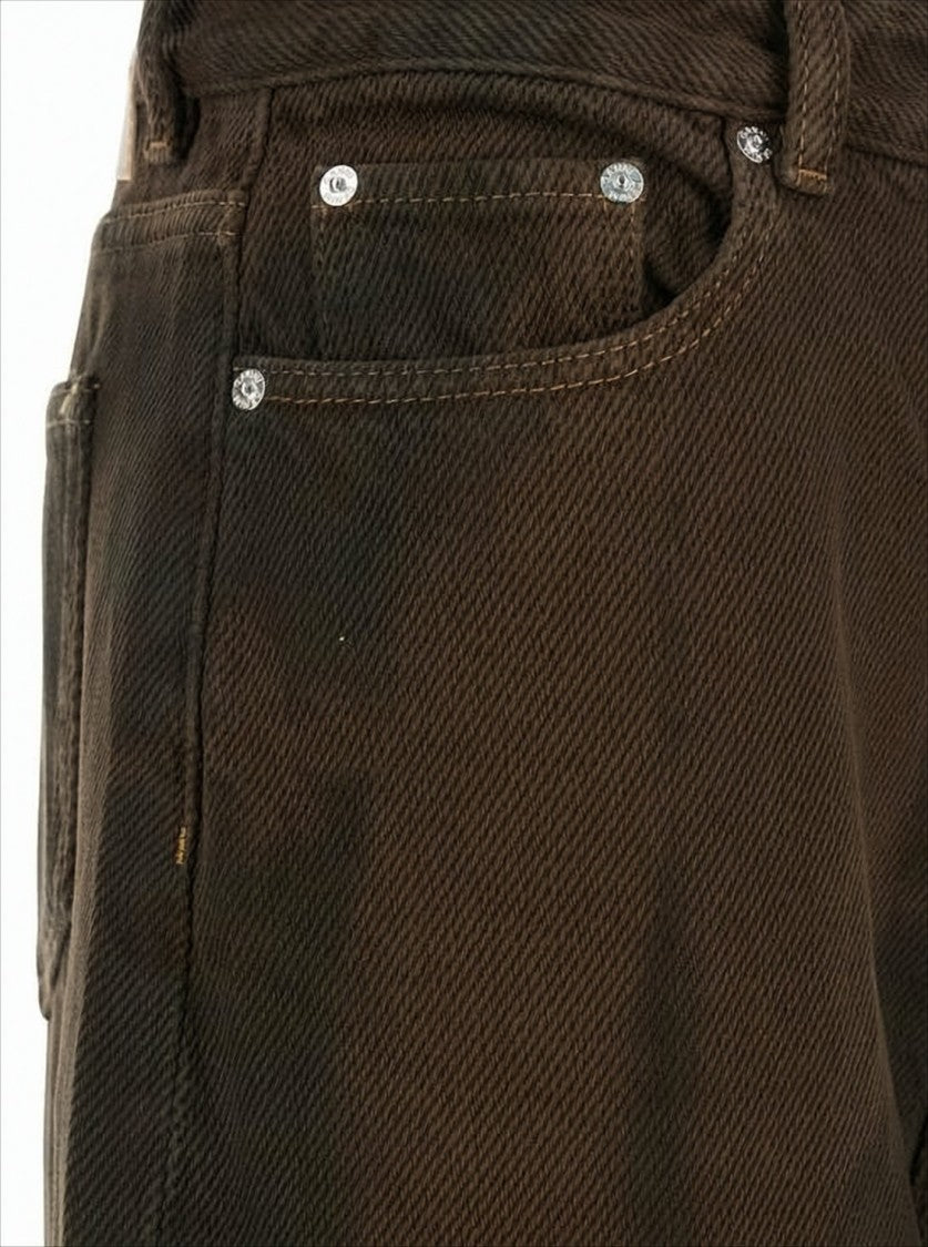 High-Waisted Wide-Leg Denim Pants with Five-Pocket Design