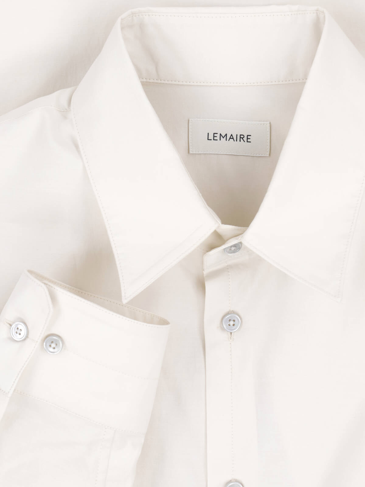 Cream Classic Collar Cotton Silk Shirt