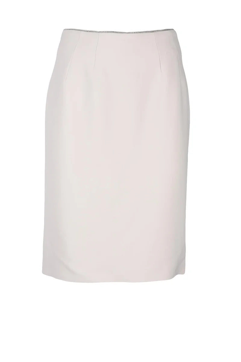 Stretch Viscose Midi Skirt - Beige