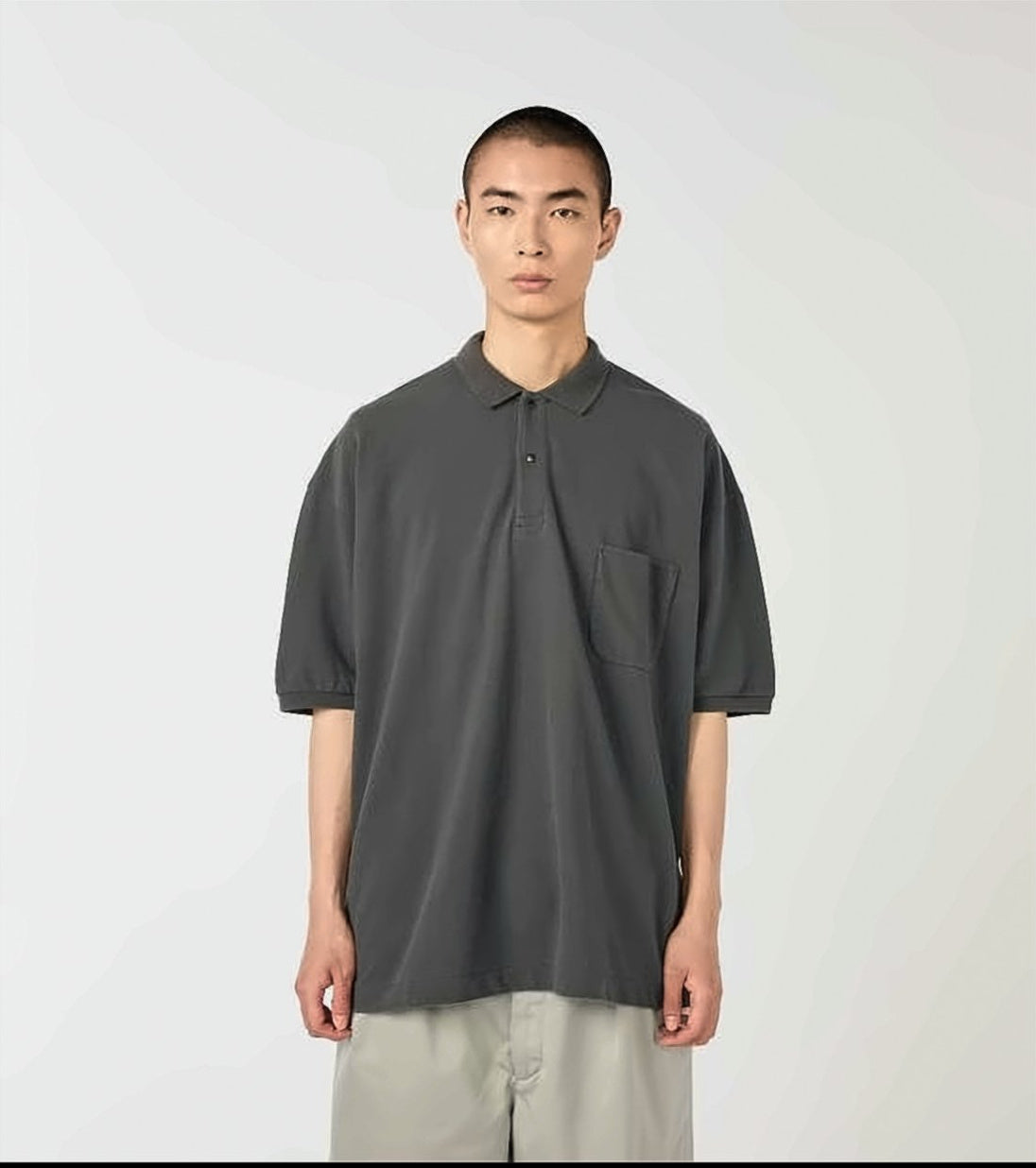 Relaxed Fit Grey Polo Shirt With Classic Collar