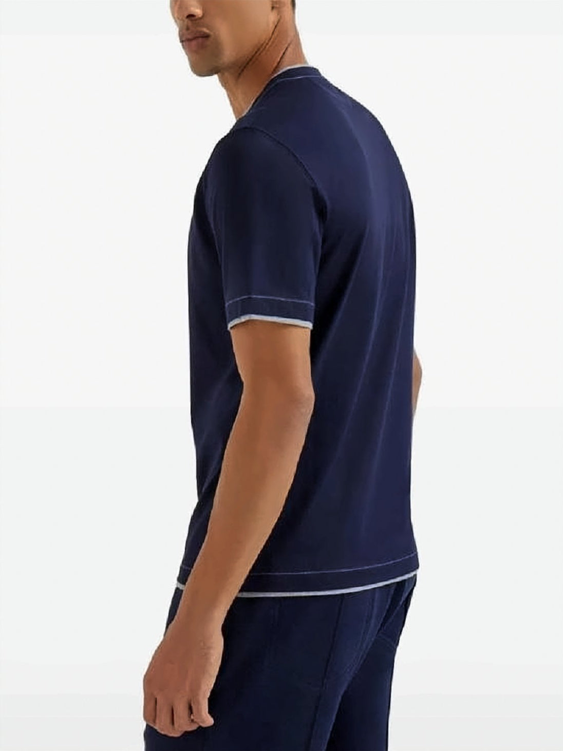 Classic Crew Neck Short-Sleeve T-Shirt with V-Stitch Detail