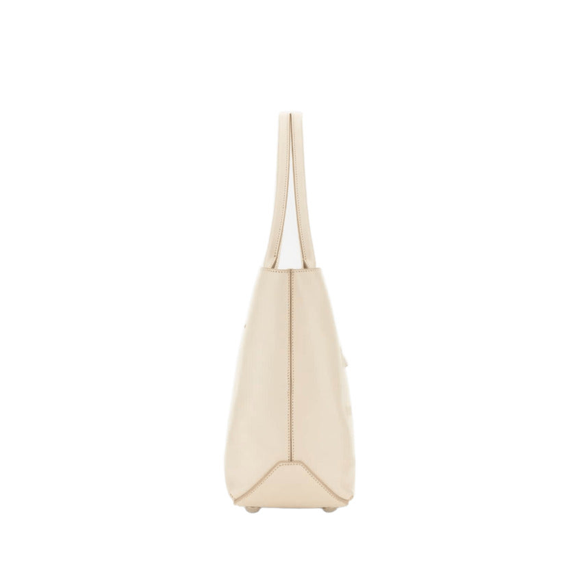 Ivory Leather Shopping Bag