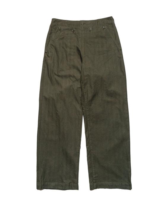 Relaxed Fit Straight Leg Pants With Textured Cotton Fabric