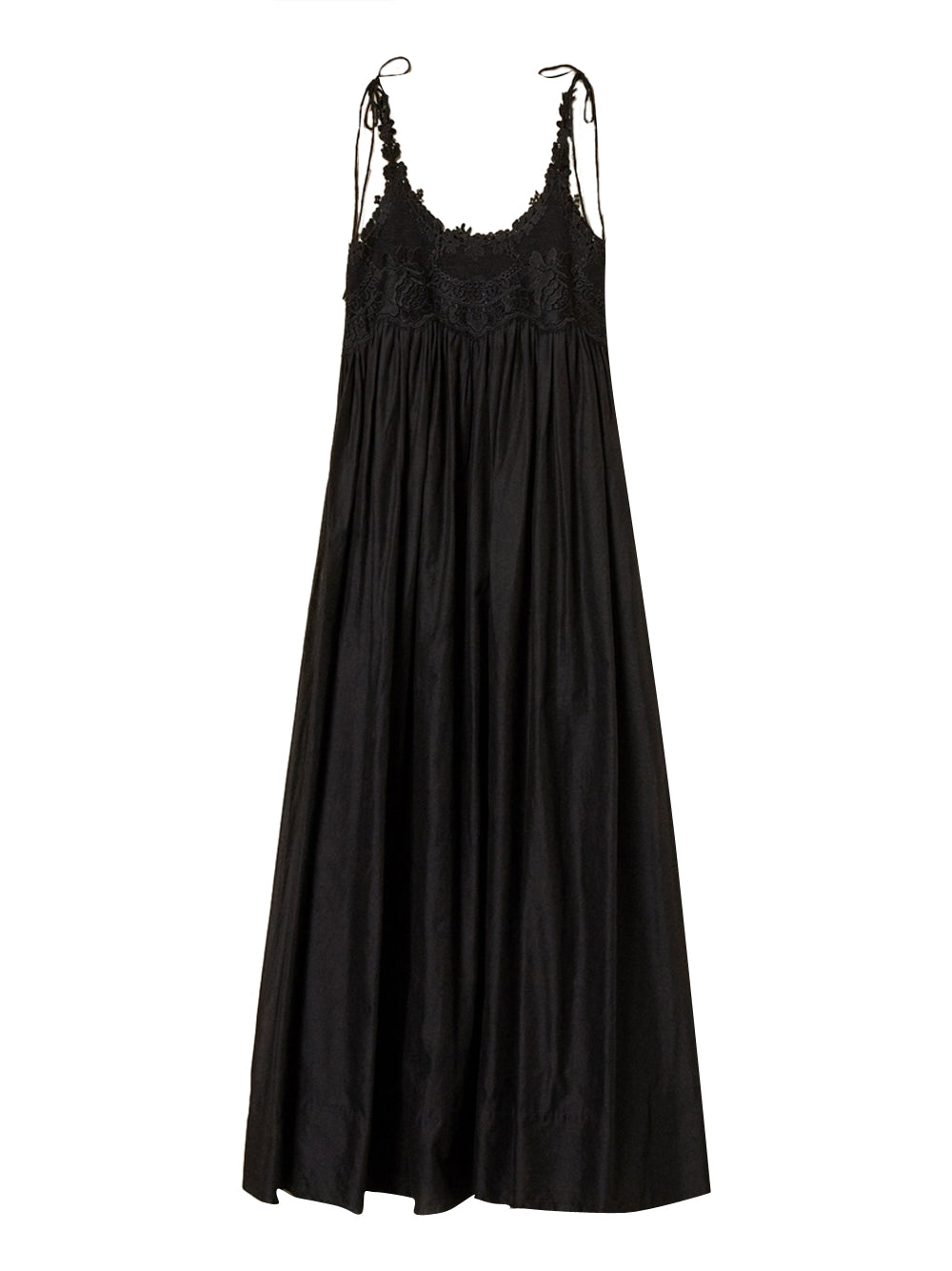 Maxi Dress with Lace Bodice and Adjustable Straps