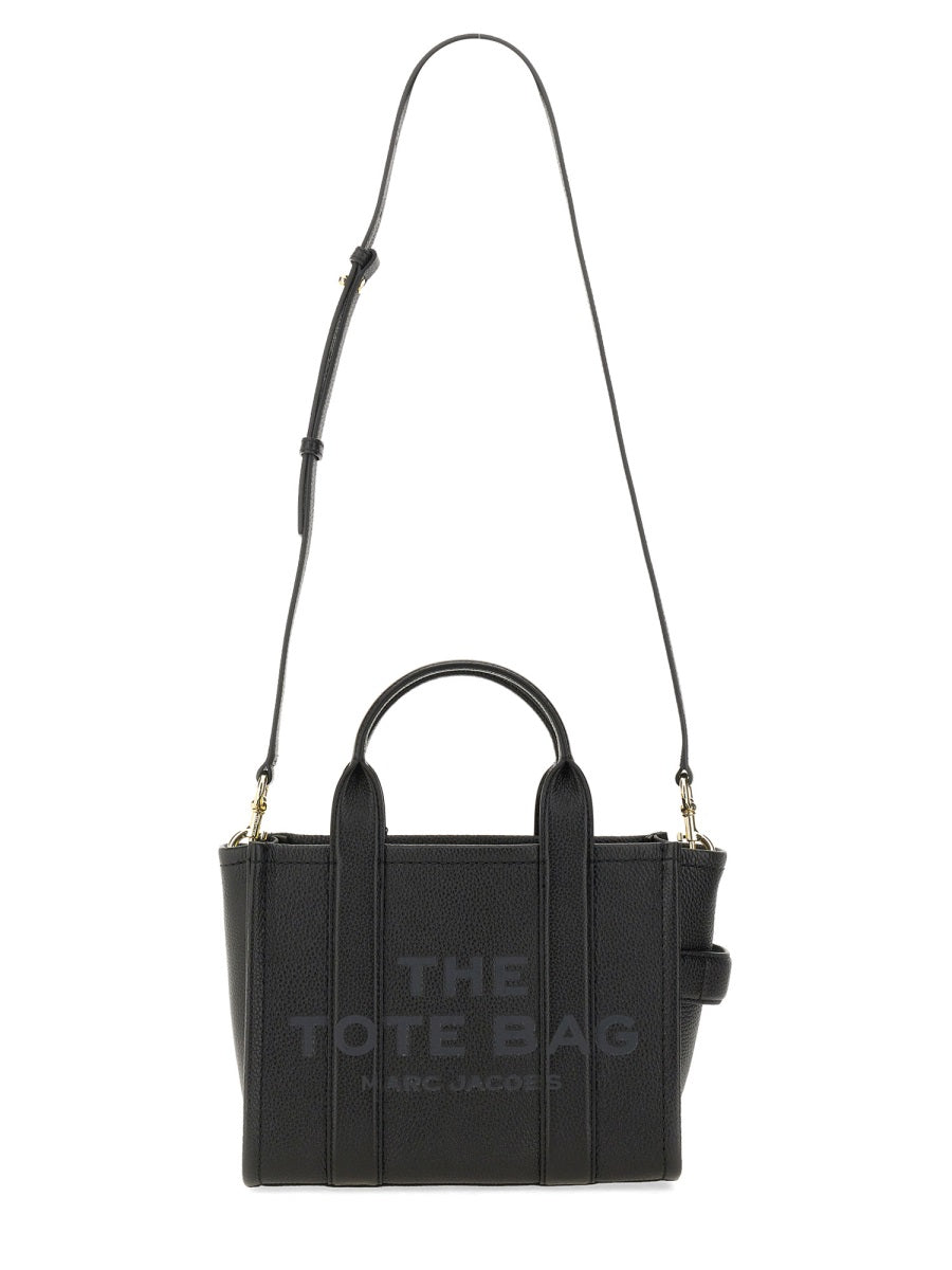 Black Textured Leather Small Structured Tote