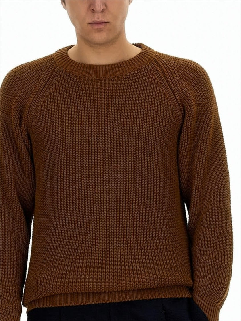 Chunky Knit Sweater With Ribbed Texture And Puffed Sleeves