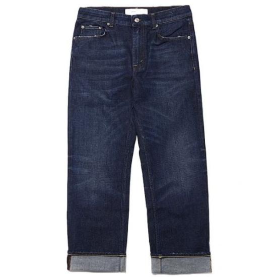Classic Straight-Leg Denim Pants with Rolled Cuffs