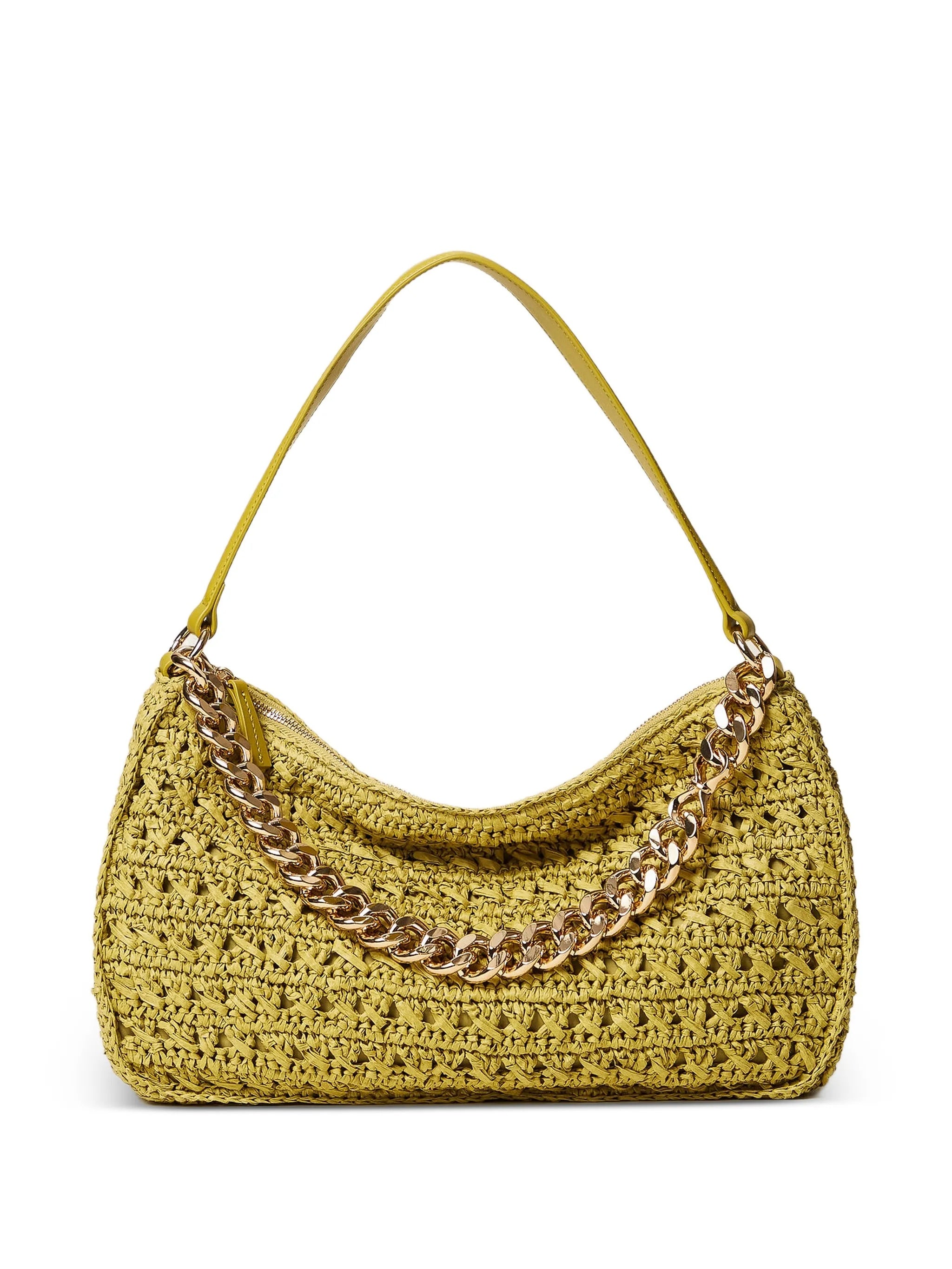 Mustard Yellow Textured Woven Shoulder Bag