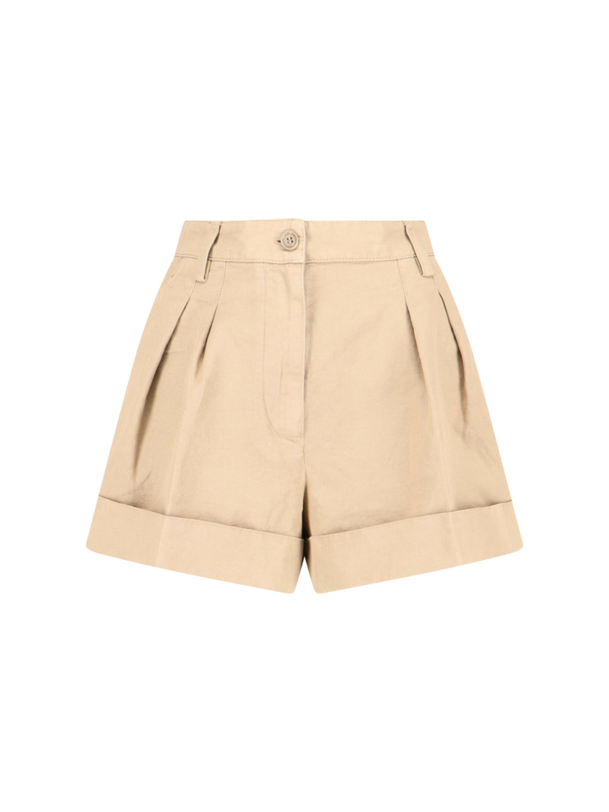 Beige Cotton Linen Shorts