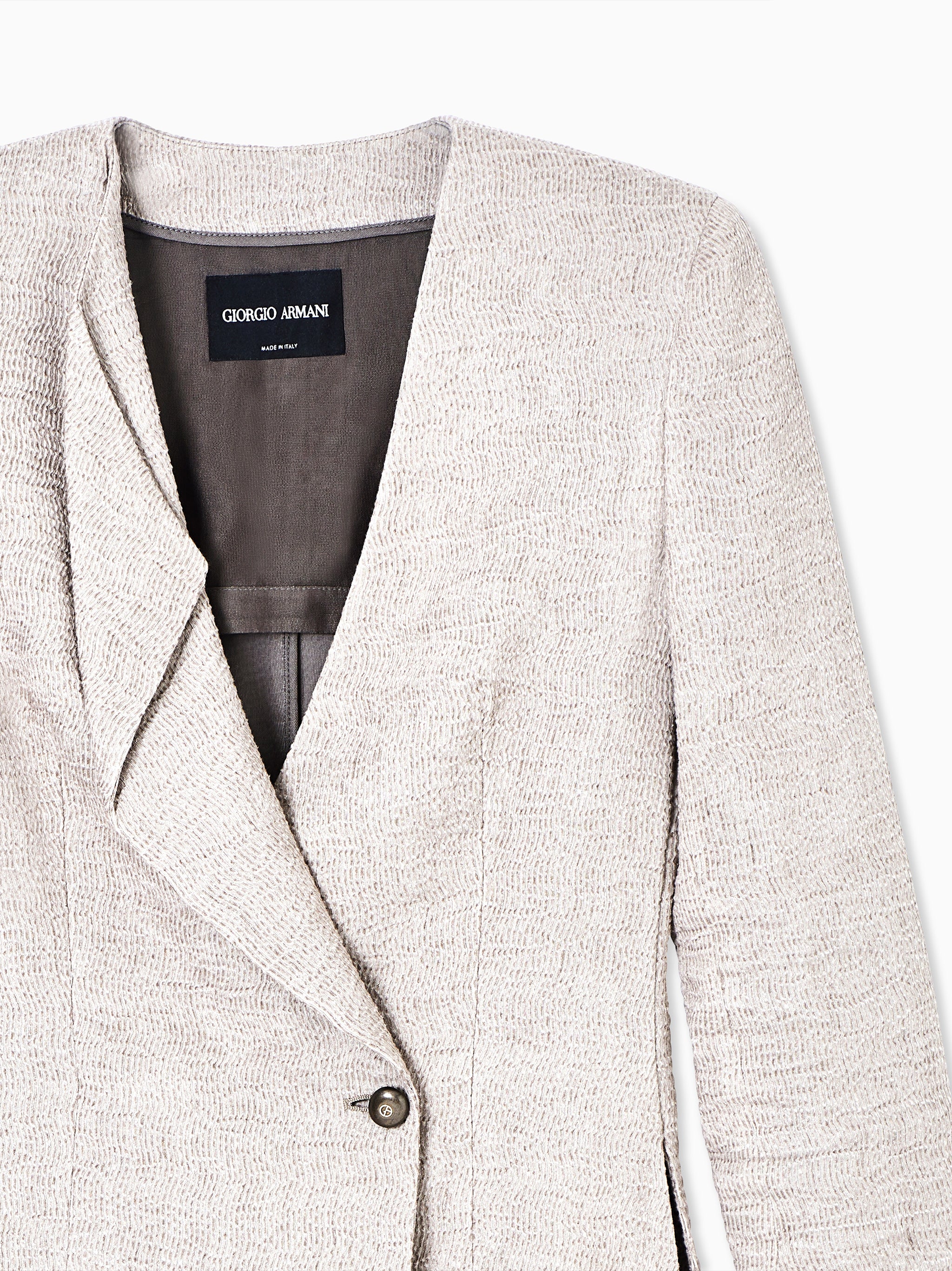 Tailored Textured Single-Button Woven Blazer