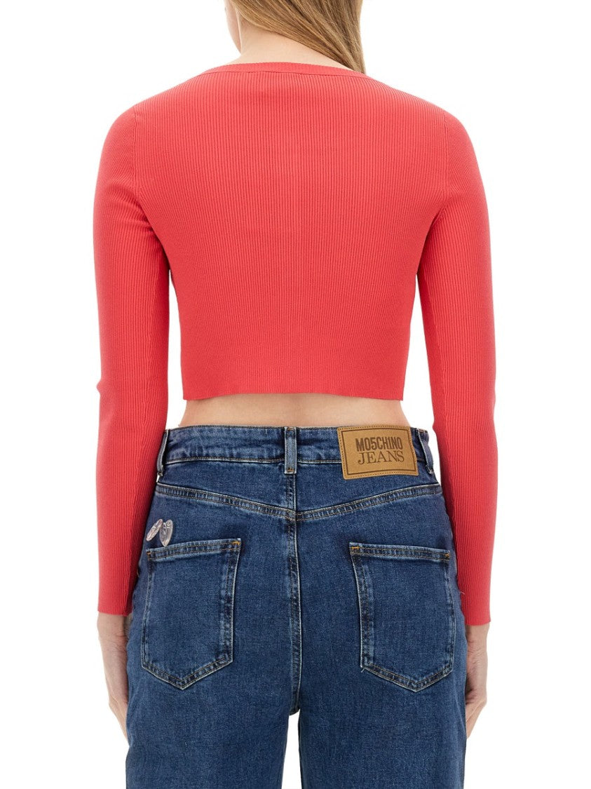 Cropped Cardigan With Button-Down Front