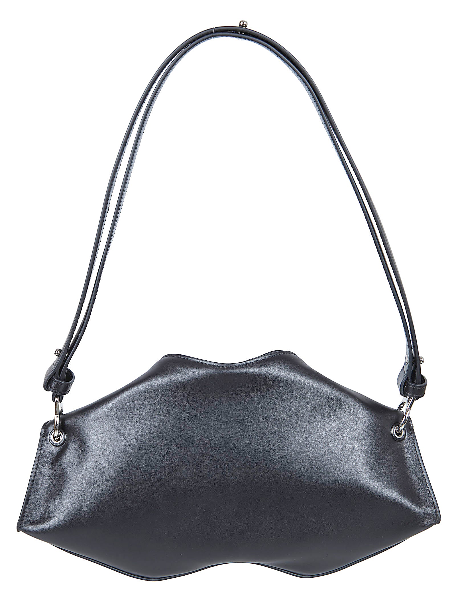 Sculptural Black Calfskin Leather Clutch Bag