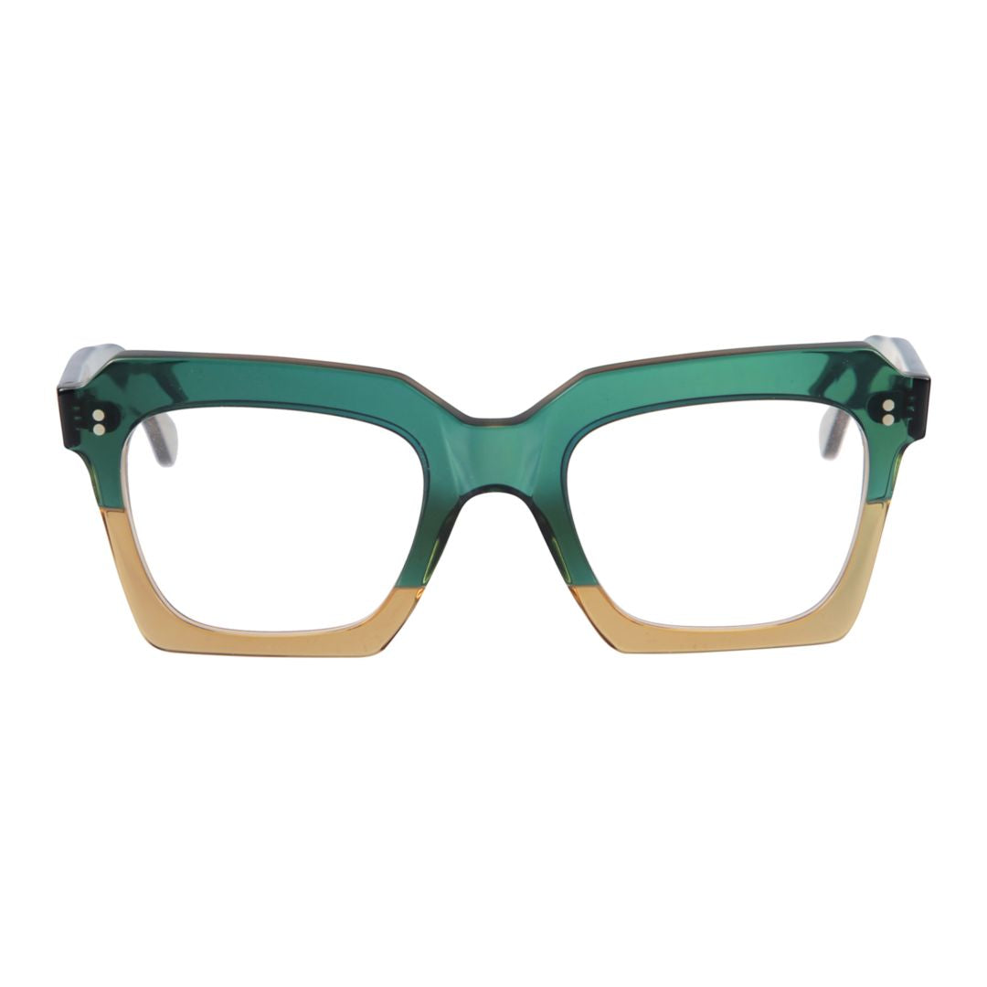 Kallima Oversized Square Frame Green and Beige Sunglasses