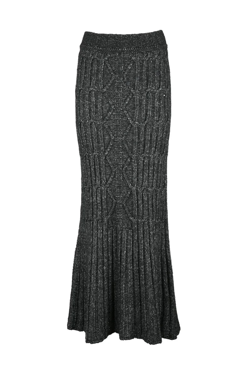Long Wool Skirt - Black