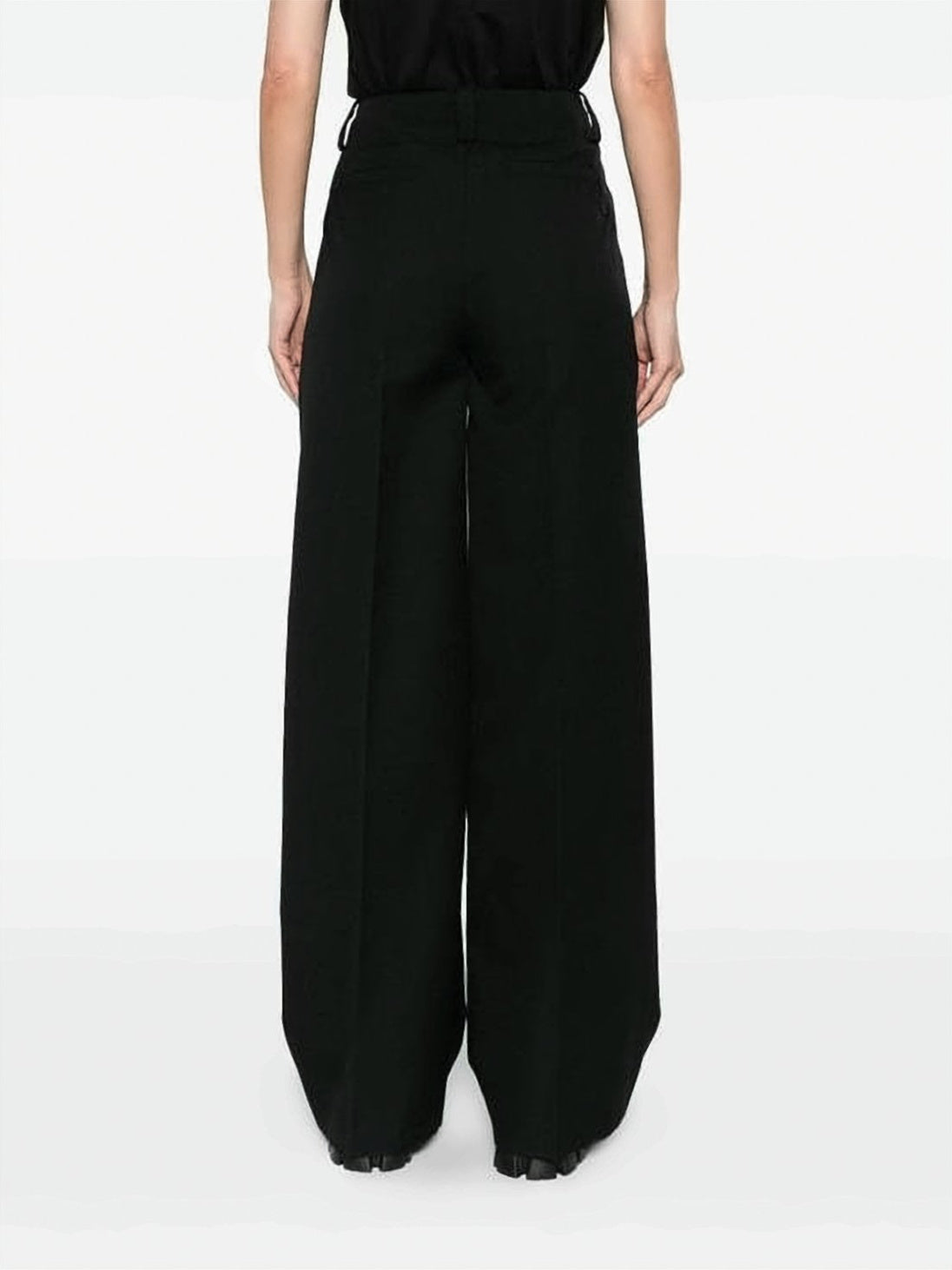 High-Waist Black Wide-Leg Suit Pants