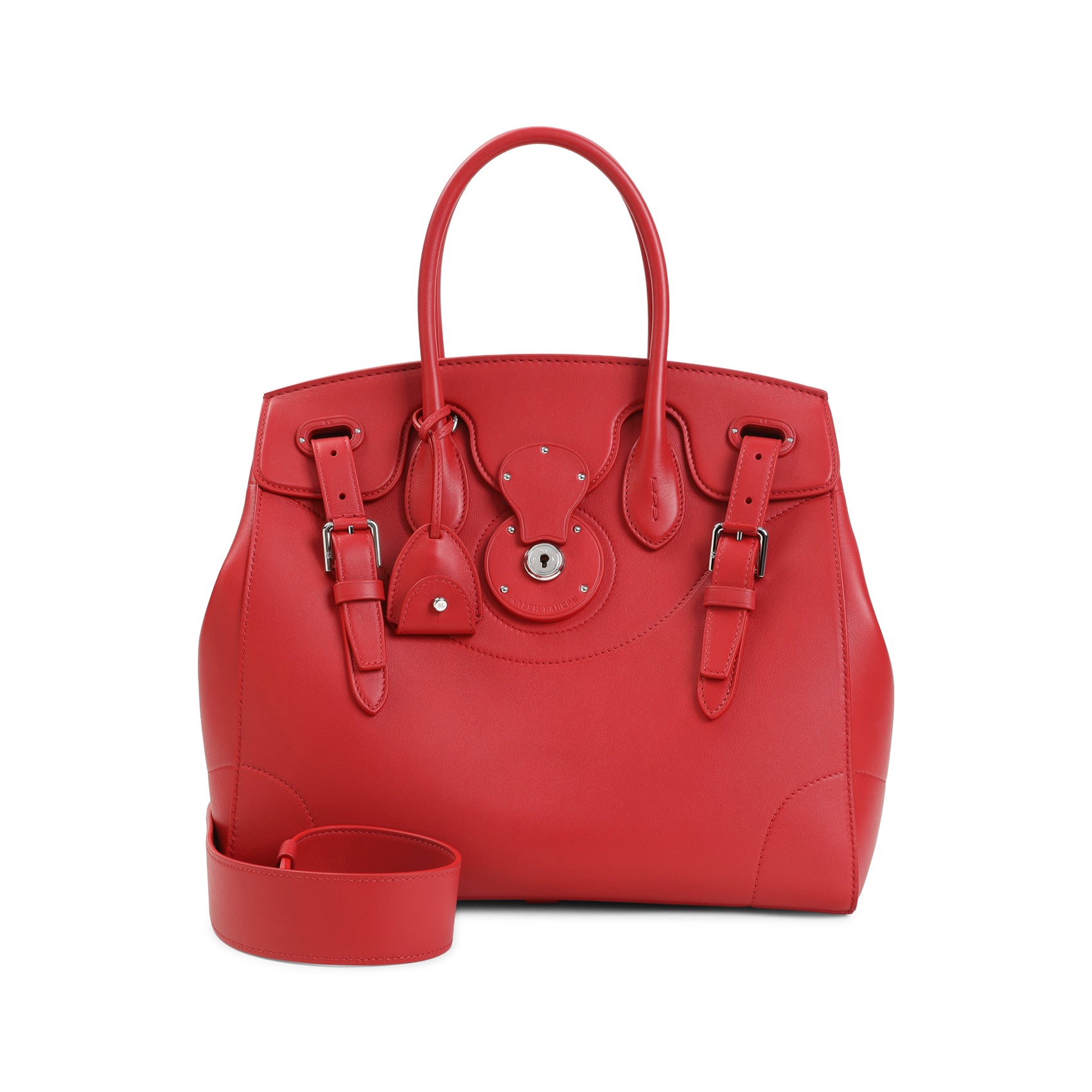 Structured Red Leather Shoulder Bag