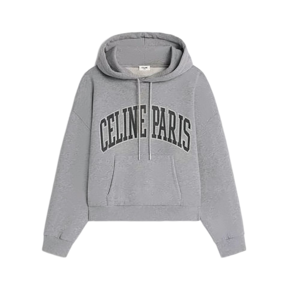 Relaxed Fit Grey Hoodie with Drawstring Hood