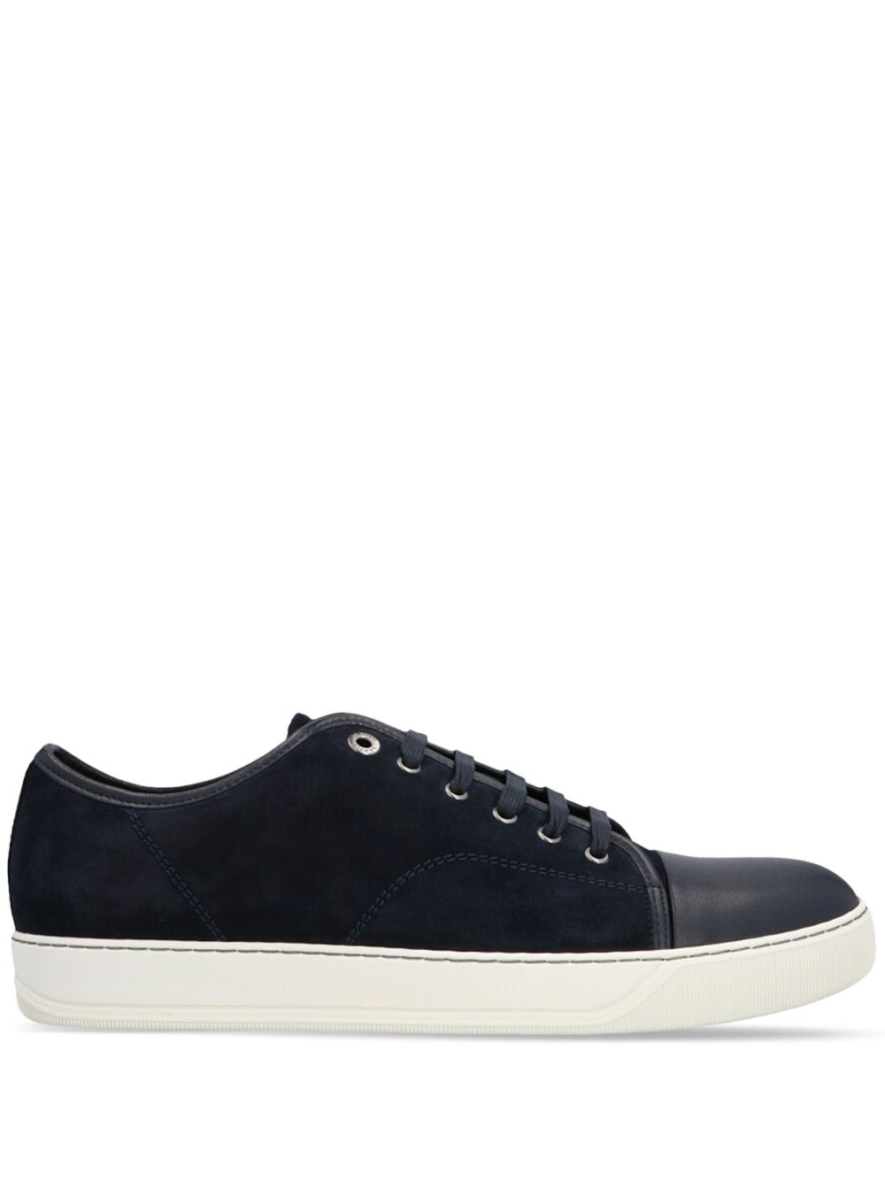 Granatowe sneakersy z zamszu cielęcego sznurowane