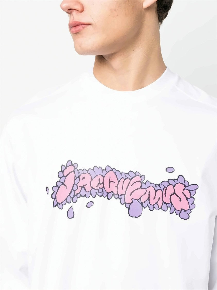 Long-Sleeve Cotton Tee with Graphic Daisy Print