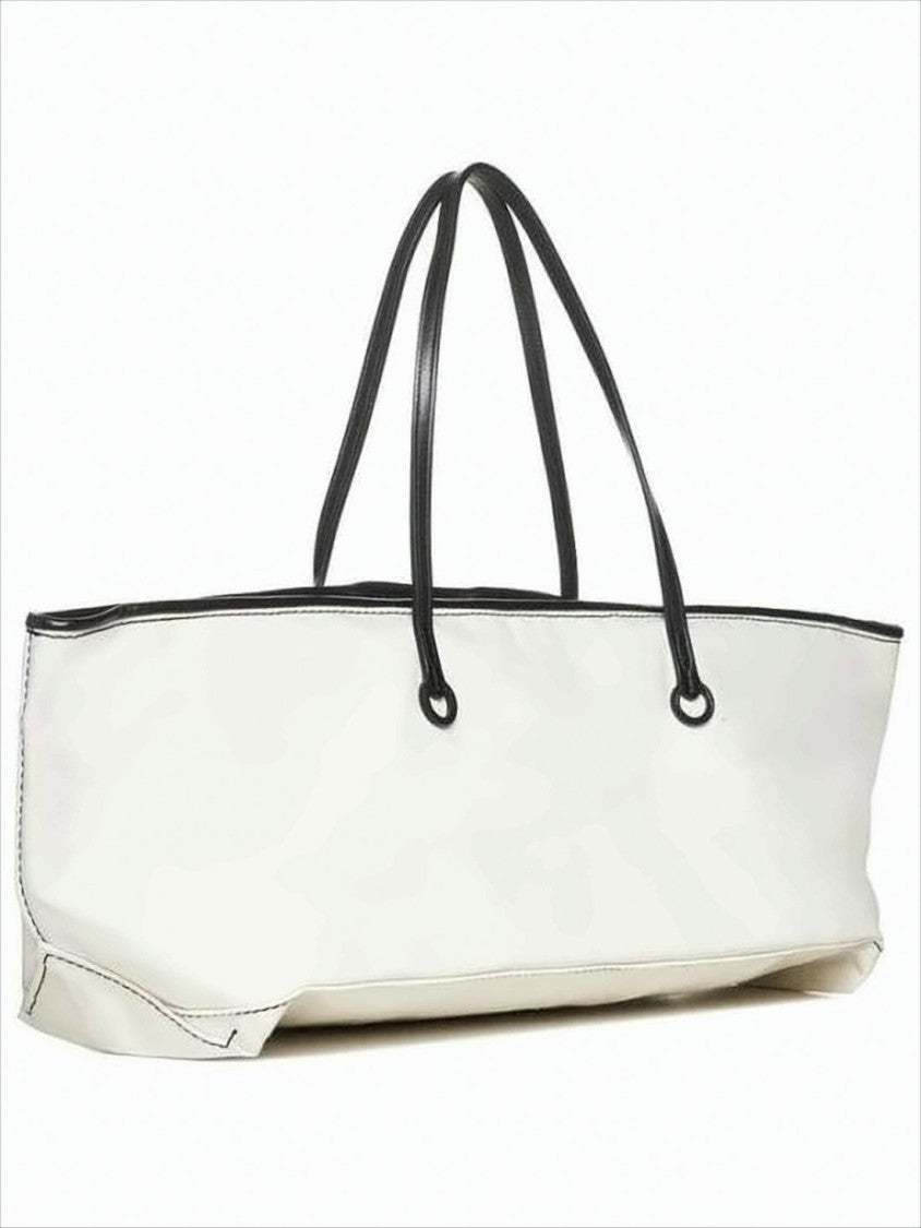 Minimalist Canvas Shoulder Bag With Subtle Logo Detail