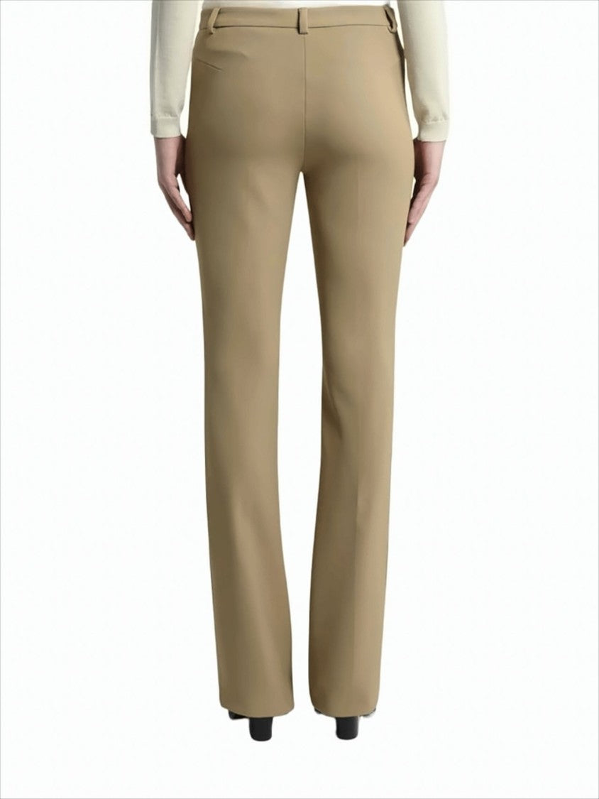 High-Waisted Fit-and-Flare Trousers with Textured Front Seam